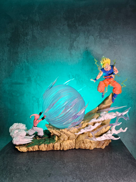 Goku and Majin Buu Fight Scene with Light Effect 21CM.