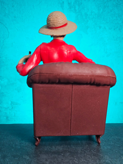 One Piece Luffy Sitting on Couch 14Cm.